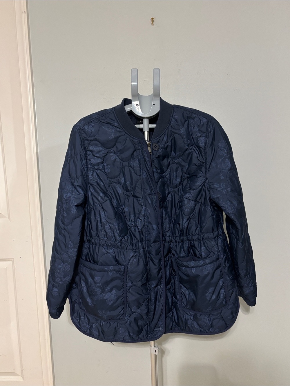 torrid Navy Quilted Floral-Print Puffer Jacket
